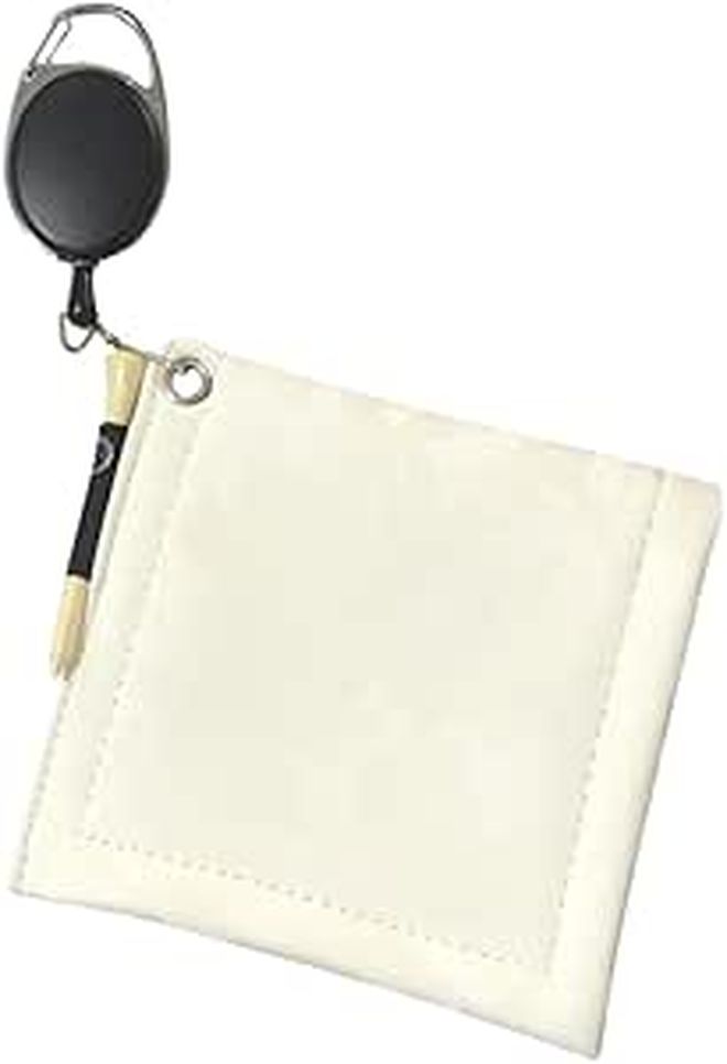Double Sided Plush Golf Towel with Pull Loop Portable White Club Cleaning Cloth - Image 1