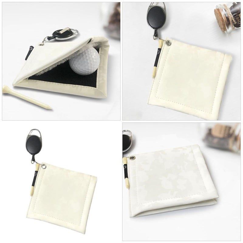 Double Sided Plush Golf Towel with Pull Loop Portable White Club Cleaning Cloth - Image 4