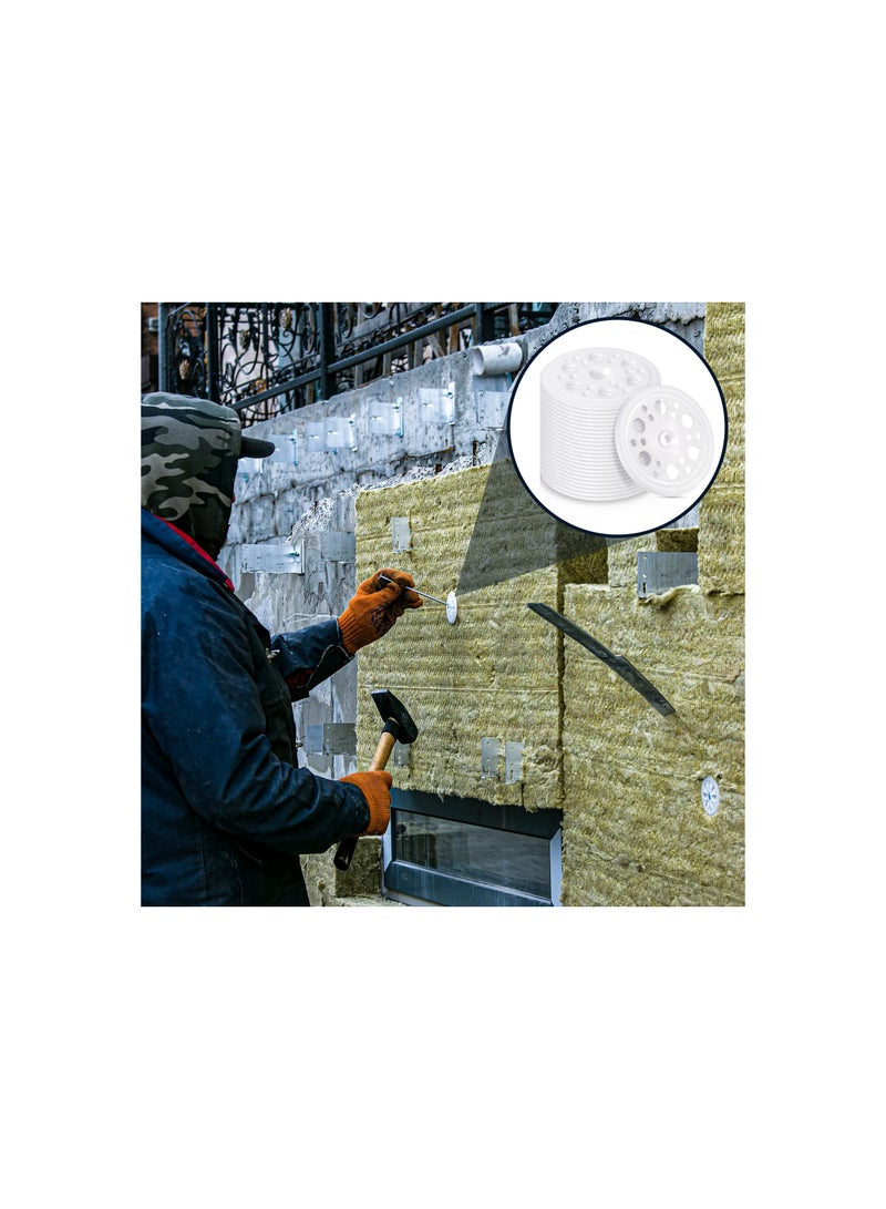 SOLARAE 100 Pcs 45mm Plastic Washers for Load Spreading, Polypropylene Washers for Fixing and Supporting Rigid Foam Insulation Boards, Easy Removal for Screws and Nails. - Image 2