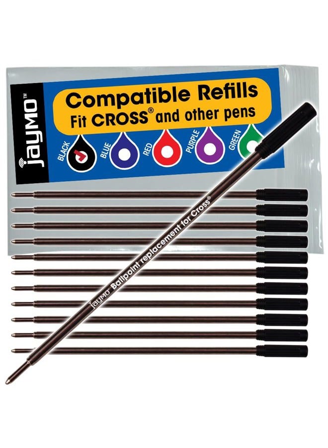Jaymo 12 - Black Cross® Compatible Ballpoint Pen Refills. Smooth Writing German Ink and 1mm Medium Tip. #8513 - Image 1