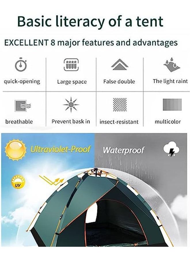 Arabest Camping Tent 3-4 Persons, Pop Up Tents Removable Instant Tent 2 Door Breathable Waterproof UV Protection, Family Dome Tent for Family Outdoor Sports Travel Picnic with Carrying Bag  - Image 3