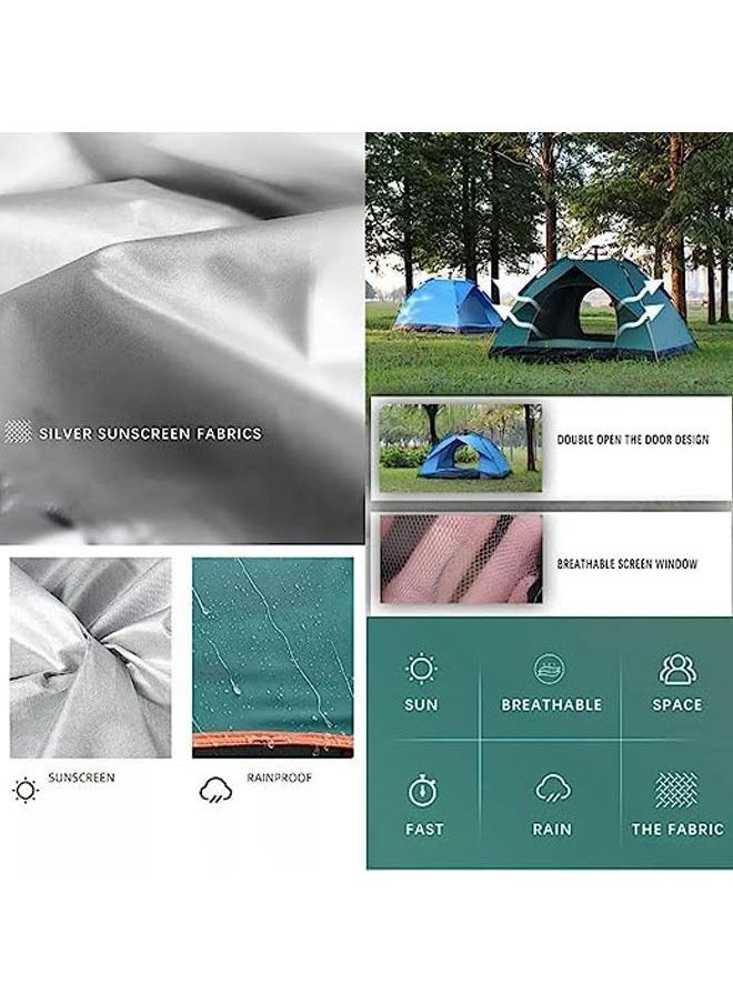 Arabest Camping Tent 3-4 Persons, Pop Up Tents Removable Instant Tent 2 Door Breathable Waterproof UV Protection, Family Dome Tent for Family Outdoor Sports Travel Picnic with Carrying Bag  - Image 2