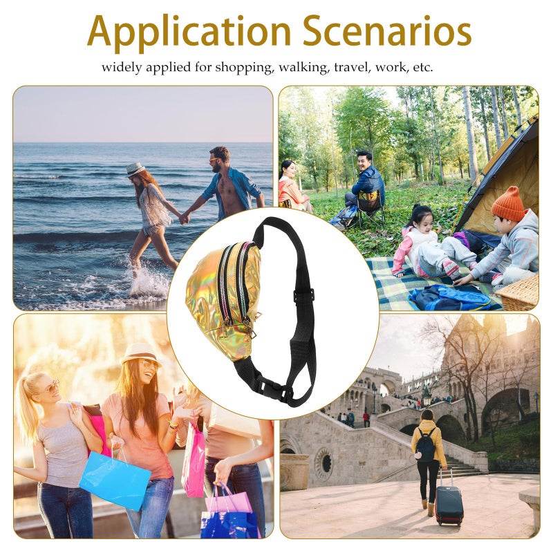 Gold Adjustable Waist Pack for Hiking Travel Sport Lightweight Chest Fanny Pack - Image 4