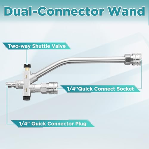 PWACCS Pressure Washer Foam Gun with Dual Connector Accessory, Short Power Washer Gun Foam Cannon and Double Tip Attachment Car Wash Kit, 1/4" Quick Connector, M22 Male Inlet, 4000 PSI, 1.5 Liter - Image 3