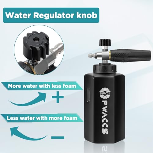 PWACCS Pressure Washer Foam Gun with Dual Connector Accessory, Short Power Washer Gun Foam Cannon and Double Tip Attachment Car Wash Kit, 1/4" Quick Connector, M22 Male Inlet, 4000 PSI, 1.5 Liter - Image 5