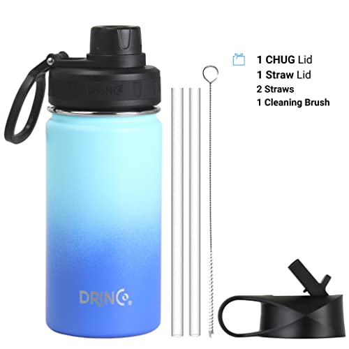 DRINCO Stainless Steel Water Bottle Spout Lid Vacuum Insulated Double Wall Water Bottle Wide Mouth (40oz 32oz 22oz 18oz 14oz) Leak Proof Keeps Cold or Hot (14 oz, 14oz Morning Sky Blue) - Image 2