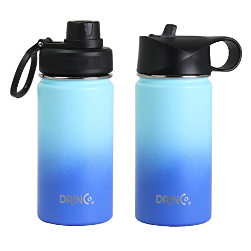 DRINCO Stainless Steel Water Bottle Spout Lid Vacuum Insulated Double Wall Water Bottle Wide Mouth (40oz 32oz 22oz 18oz 14oz) Leak Proof Keeps Cold or Hot (14 oz, 14oz Morning Sky Blue) - Image 3