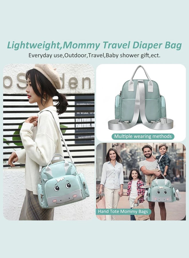 شبيلي حقيبة أطفال - حقيبة حفاضات - حقيبة أمومة - حقيبة ماما من النايلون المقاوم للماء والخالي من الروائح، بسعة كبيرة وجيوب متعددة، مزوّدة بحاملات زجاجات معزولة وجيب جانبي وحزام قابل للتعديل لأمّهات يسافرن مع الرضّع. - Image 2