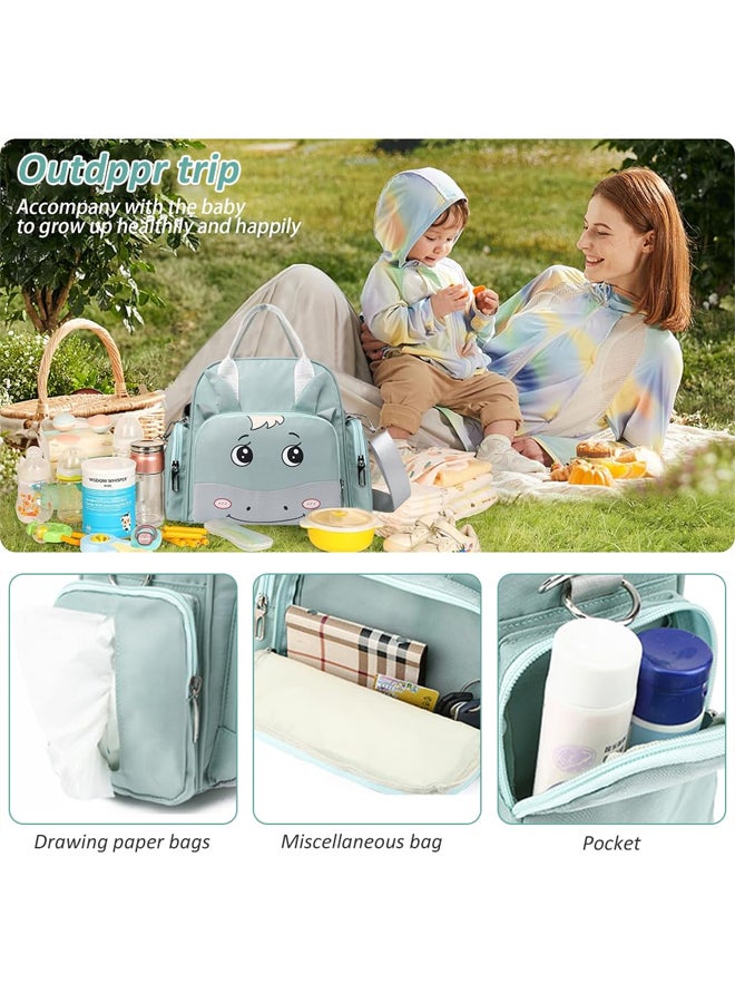 شبيلي حقيبة أطفال - حقيبة حفاضات - حقيبة أمومة - حقيبة ماما من النايلون المقاوم للماء والخالي من الروائح، بسعة كبيرة وجيوب متعددة، مزوّدة بحاملات زجاجات معزولة وجيب جانبي وحزام قابل للتعديل لأمّهات يسافرن مع الرضّع. - Image 4