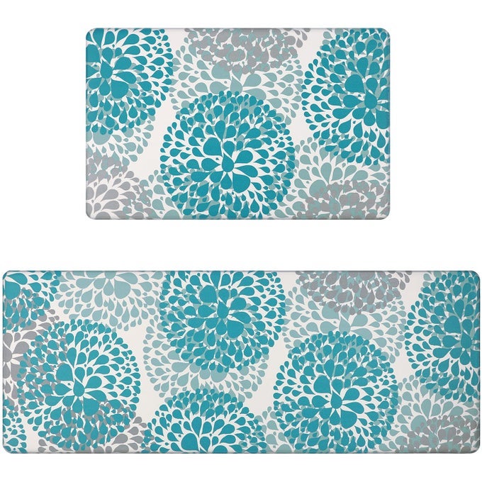 KITCHEN RUGS SET ANTI FATIGUE KITCHEN FLOOR MAT EASY TO CLEAN 2PIECE NON SLIP COMFORT PVC LEATHER HEAVY DUTY STANDING MATS INDOOR OUTDOOR17328 AND 17347