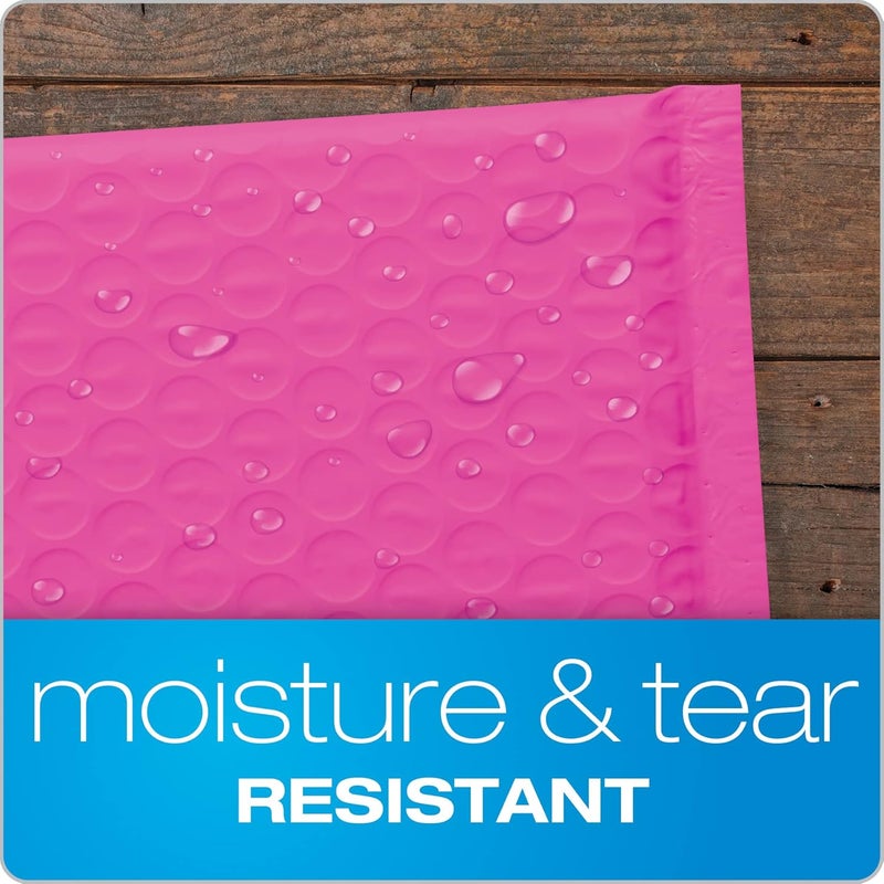 Quality Park Bubble Mailers, 8.25 x 11 Shipping Envelopes, Water Resistant Pink Poly Padded Envelopes, Redi-Strip Peel Off Closure, 25/Box (QUA85861) - Image 2