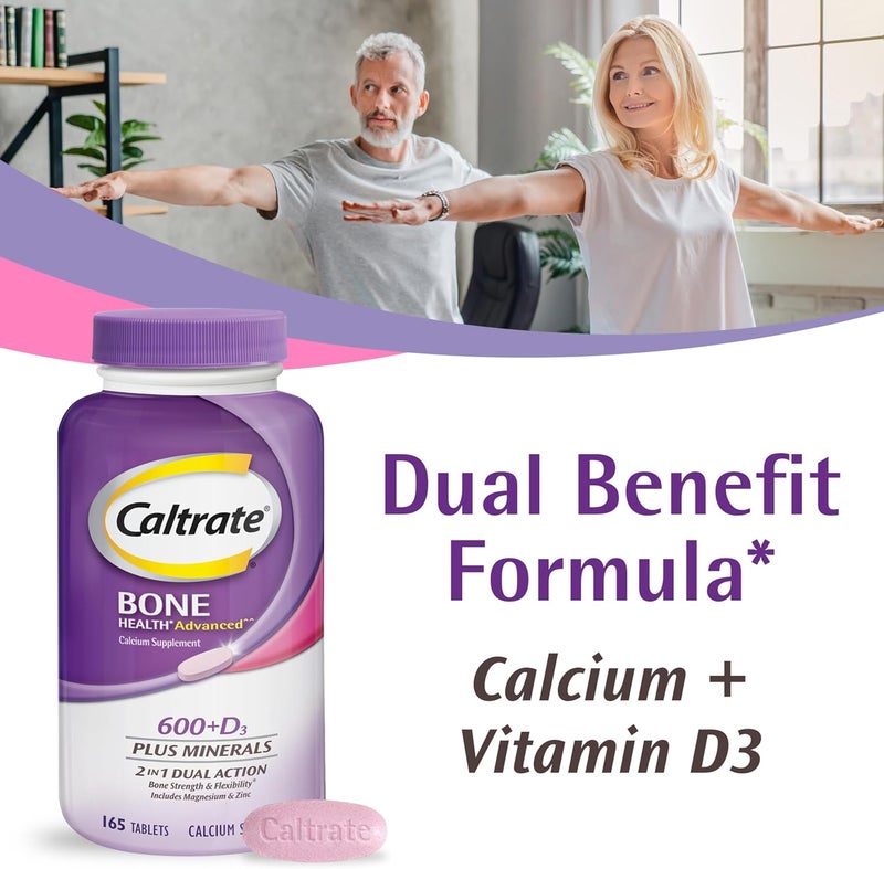 Caltrate 600 Plus D3 Plus Minerals Calcium and Vitamin D Supplement Tablets Bone Health and Mineral Supplement for Adults  165 Count - Image 2