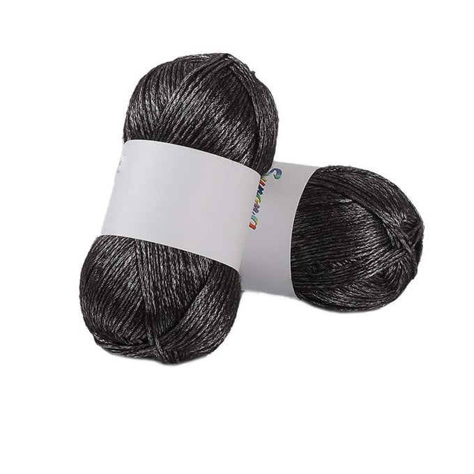 BLACK METALLIC YARN 764 YARDS COTTON NYLON BLEND YARN FOR CROCHET KNITTING 200G SILVER GLITTER DIY SWEATER SCARF HAT WOOL 100GSET