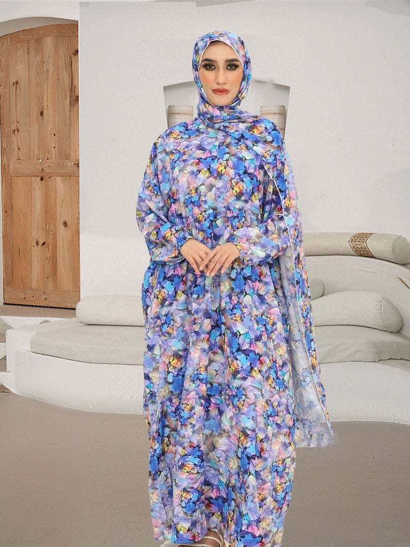 New Plus Size Women'S Clothing Middle Eastern Muslim Women'S Robe Traditional Scarf All-In-One Prayer Robe Fashionable 3D Digital Printing - Image 4