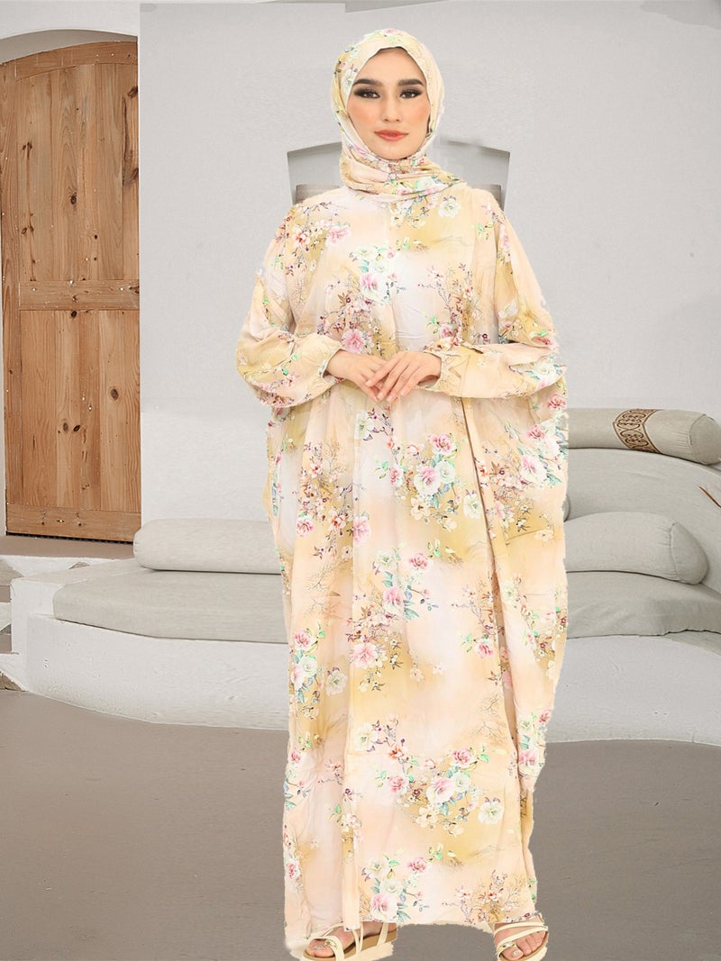 New Plus Size Women'S Clothing Middle Eastern Muslim Women'S Robe Traditional Scarf All-In-One Prayer Robe Fashionable 3D Digital Printing - Image 3