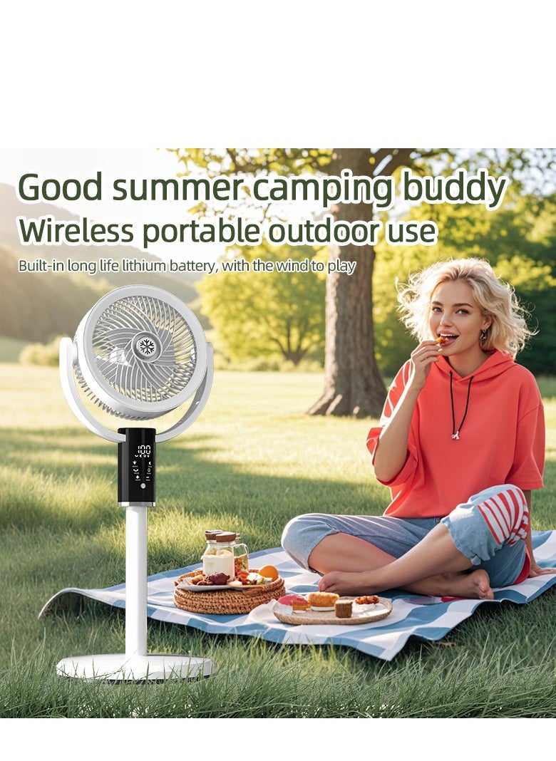 Generic - Pedestal Fan, Air Circulation Fan, 3 In 1 Adjustable Height Standing Silent Fan, Rechargeable Standing Fan with 5 Adjustable Speed, Remote Control Electric Energy Saving and Timer, for Home and Office (F5 White) - Image 1