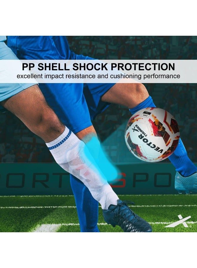 Vector X France Hockey Shinguards with Socks – Protective Gear for Training & Match Play | Size L | White - Image 4