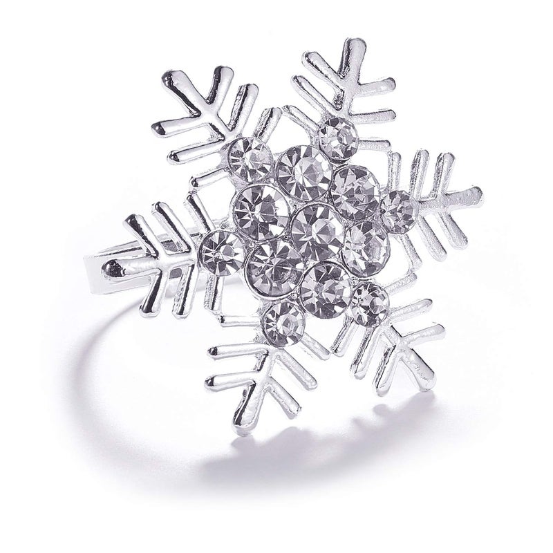 Legigo Set of 12 Christmas Snowflake Napkin Rings Set- Metal Diamond Snow Xmas Napkin Ring Holders for Cloth Napkins, Christmas Holiday Party Dinner Table Decoration - Image 1