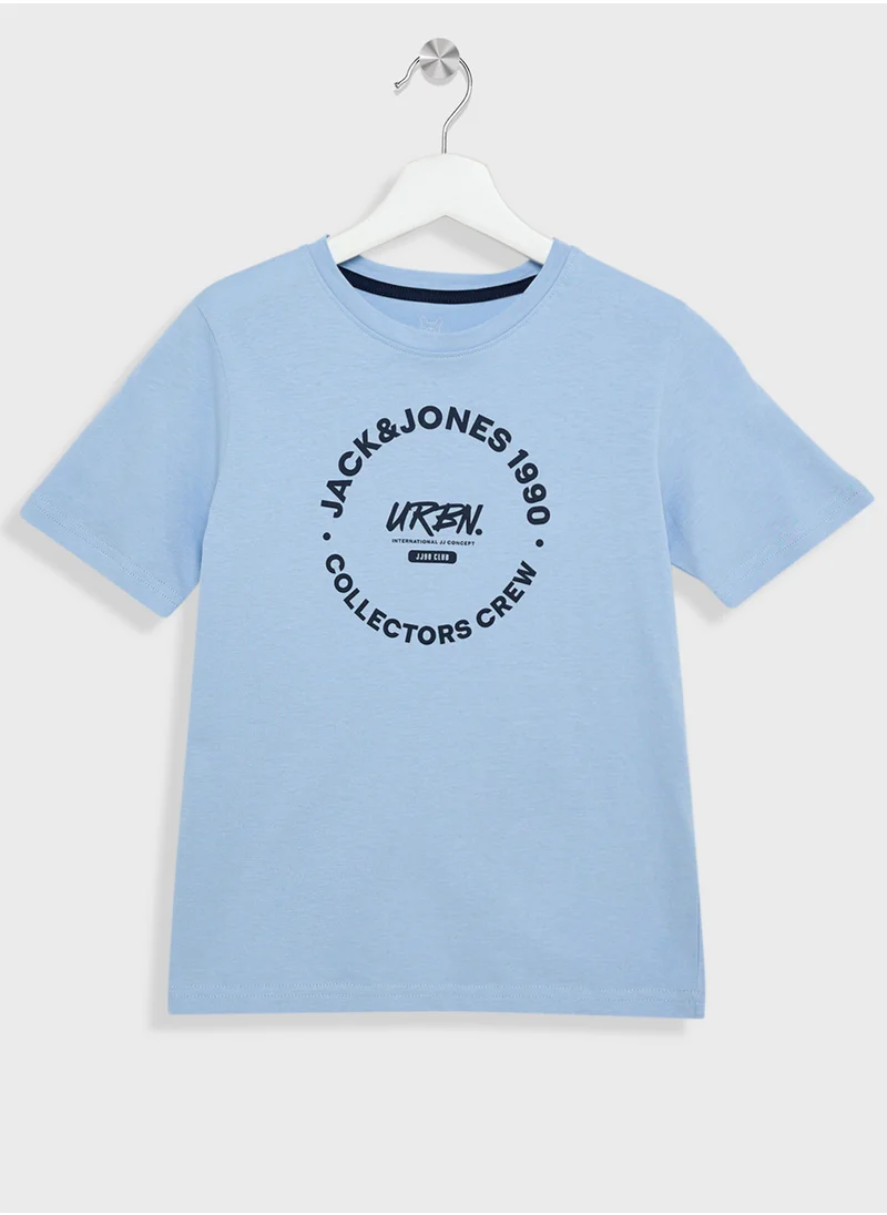 جاك وجونز جونيور Kids Logo Crew Neck T-Shirts