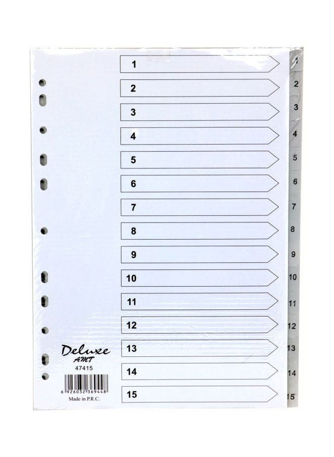 Deluxe - Grey 1-15 Pvc Index Divider - Image 1