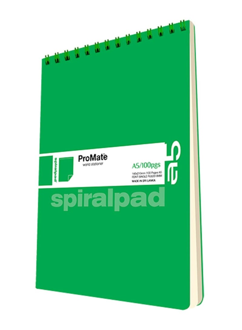 PROMATE Spiral NoteBook A5 100 Pages Green - Image 1