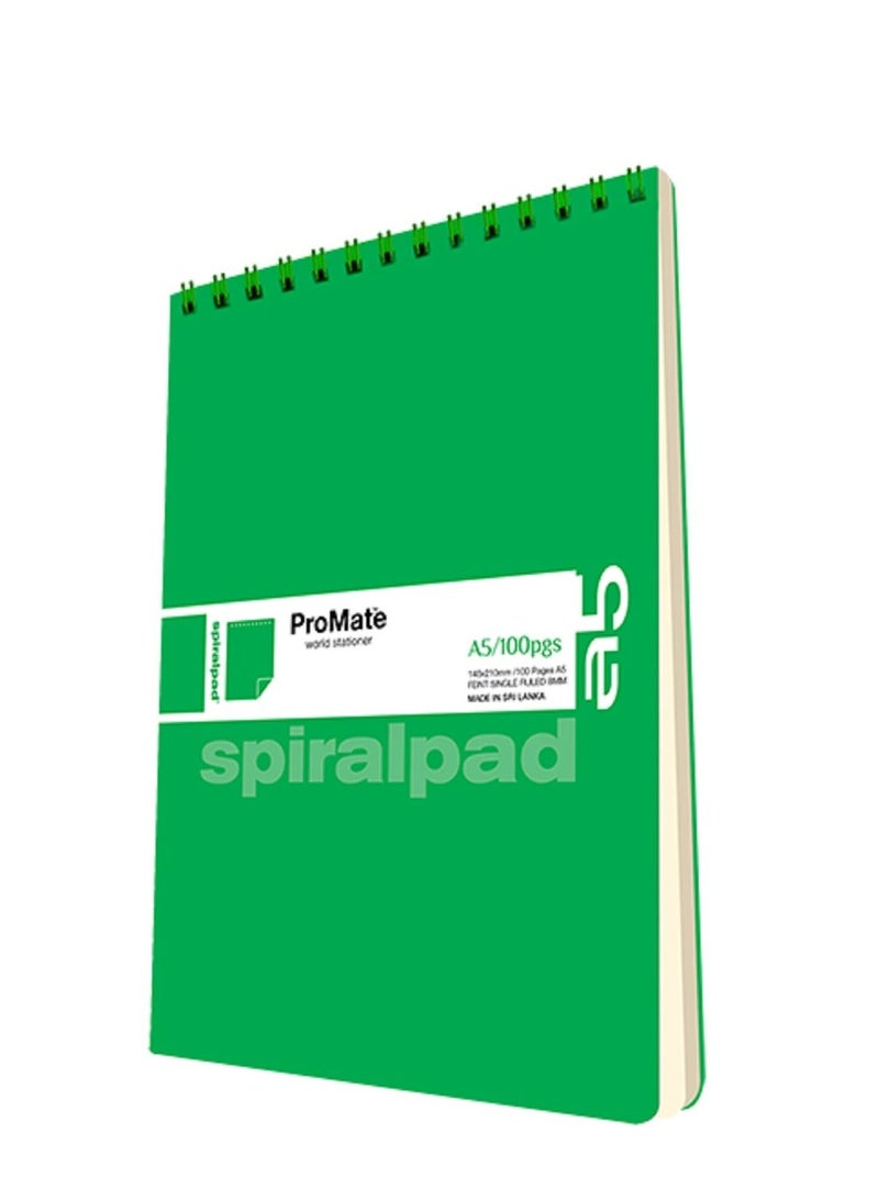 PROMATE Spiral NoteBook A5 100 Pages Green - Image 3