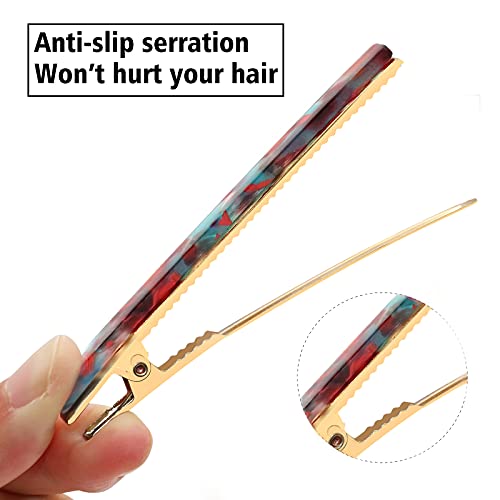 Cobahom 6Pcs Hair Clips,Hair Accessories for Women, Resin Duckbill Barrettes Fashion Chic Tortoise Shell Hair Clips for Women Girls and Hair Accessories(3 Red + 3 Bule) - Image 4