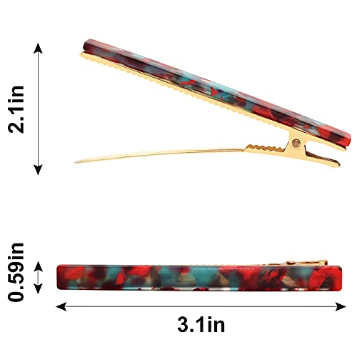 Cobahom 6Pcs Hair Clips,Hair Accessories for Women, Resin Duckbill Barrettes Fashion Chic Tortoise Shell Hair Clips for Women Girls and Hair Accessories(3 Red + 3 Bule) - Image 3