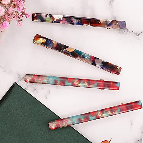 Cobahom 6Pcs Hair Clips,Hair Accessories for Women, Resin Duckbill Barrettes Fashion Chic Tortoise Shell Hair Clips for Women Girls and Hair Accessories(3 Red + 3 Bule) - Image 5