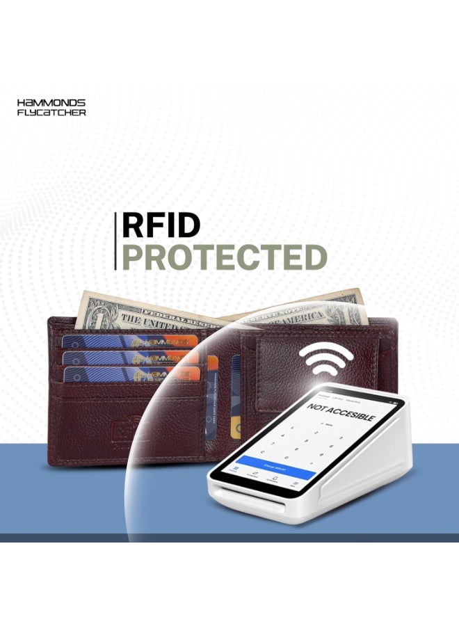 HAMMONDS FLYCATCHER RFID Protected Bi-Fold Wallet for Men Leather Original, Mens Wallet, Leather Wallets for Men, Classic Purse with 4 Card Slots, Coin Pocket, Gift for Mens - Brown - Image 3