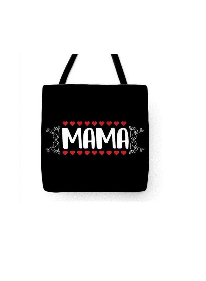 Canvas Shopping Tote Bag - Printed Words  (mom) 