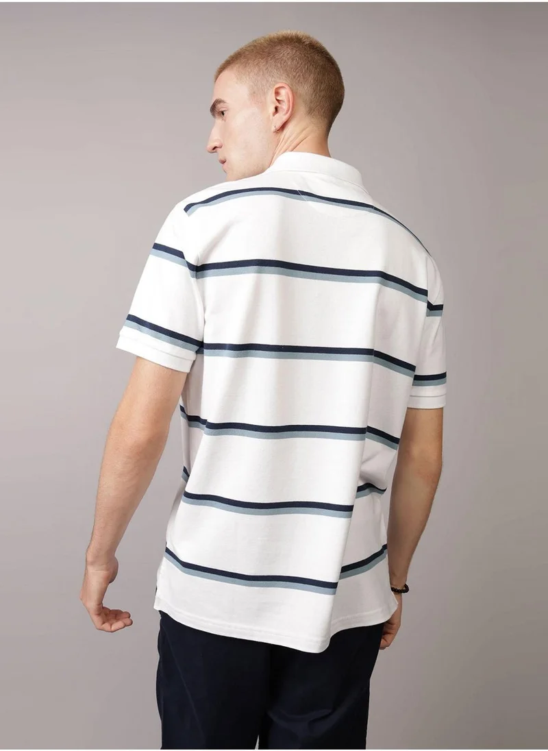 American Eagle Striped Logo Polo Shirt
