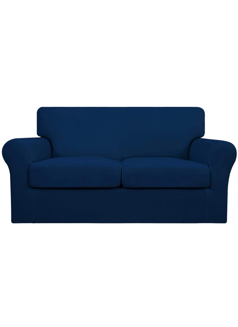 Easy-Going EasyGoing 3 Pieces Stretch Soft Couch Cover for Dogs  Washable Sofa Slipcover for 2 Separate Cushion Couch  Elastic Furniture Protector for Pets Kids Loveseat Navy 