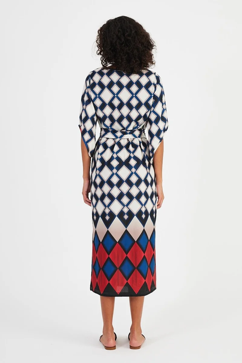 Alexander Gardi Tulip Sleeve Waist Belted Dress (B22-484B)