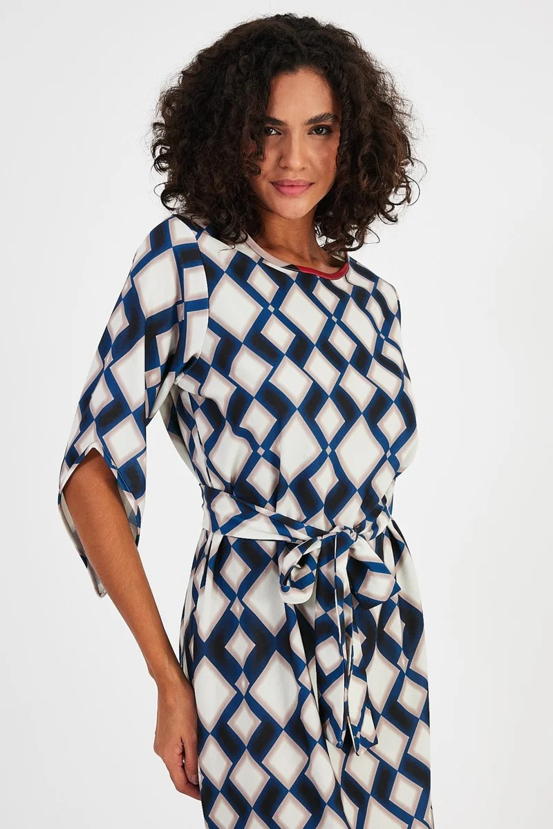 Alexander Gardi Tulip Sleeve Waist Belted Dress (B22-484B)
