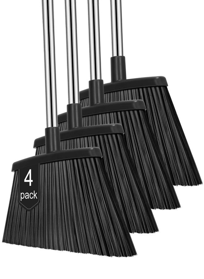 NACENA Heavy Duty Broom, 55 Inch Long Handle Outdoor Large Angle Brooms, Commercial Broom for Sweeping Indoor, for Home Garage Kitchen Office Courtyard Lobby Patio Lawn Concrete, 4 Pack (Black) - Image 1