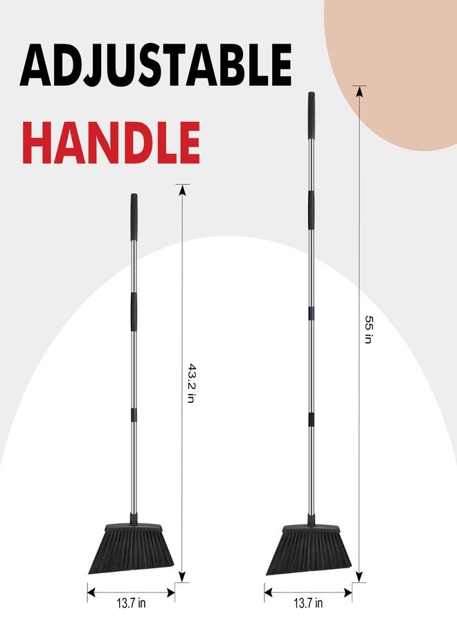 NACENA Heavy Duty Broom, 55 Inch Long Handle Outdoor Large Angle Brooms, Commercial Broom for Sweeping Indoor, for Home Garage Kitchen Office Courtyard Lobby Patio Lawn Concrete, 4 Pack (Black) - Image 2