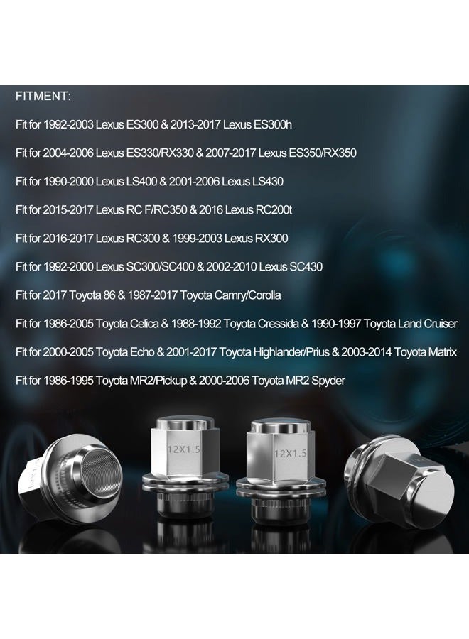Ameetaa 12x1.5 Lug Nuts 20 Pcs Chrome Closed End Mag Style Lug Nuts with Washer 13/16'' (21mm) Hex Compatible for Toyota Camry/Corolla/Tacoma Lexus 5 Lug 4 Lug Wheels - Image 3