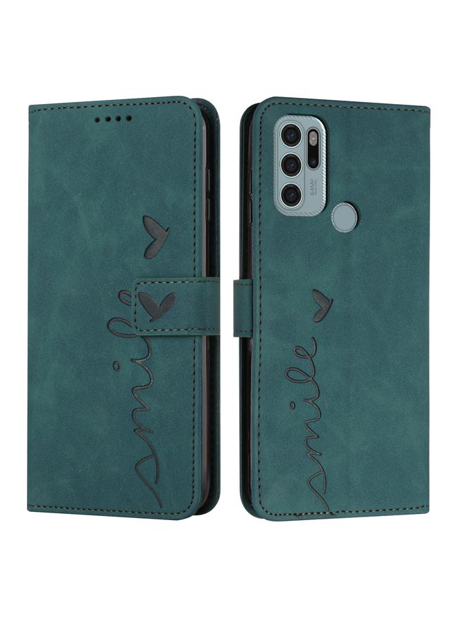 S-TOP Case For Motorola Moto G60S Skin Feel Heart Pattern Leather Phone Case - Image 1