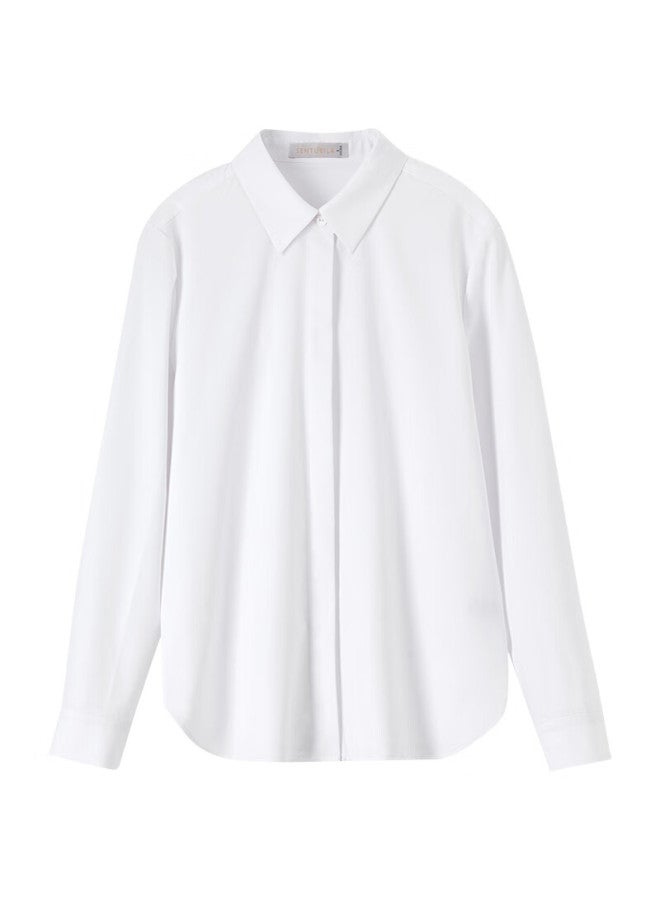 Sentubila Shangdu Bila Wrinkle-resistant Easy-care White Shirt For Women Spring Autumn Professional Commuter Business Formal Long Sleeve Blouse - Image 5