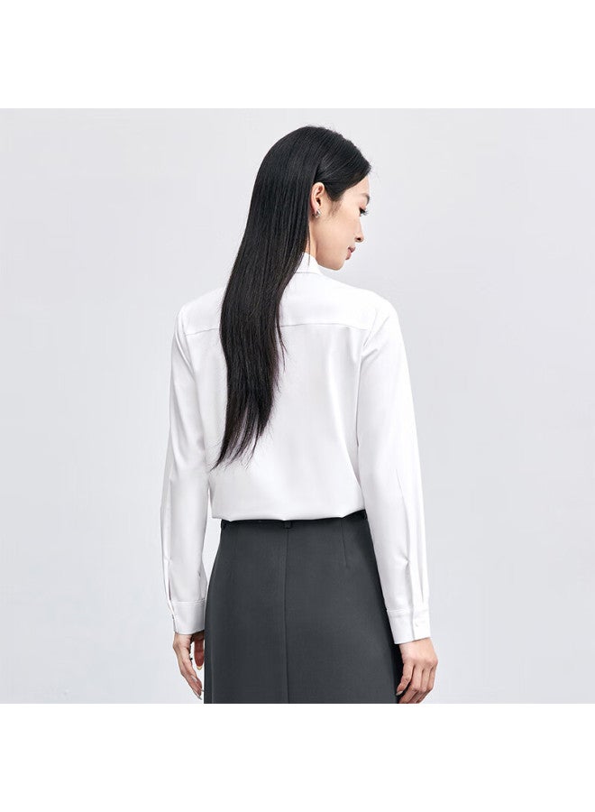 Sentubila Shangdu Bila Wrinkle-resistant Easy-care White Shirt For Women Spring Autumn Professional Commuter Business Formal Long Sleeve Blouse - Image 3