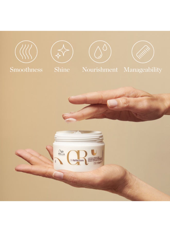 Wella Professionals قناع إعادة تعزيز اللمعان من زيت ريفلكشنز - يغذي ويعيد توازن الشعر الناعم واللامع (150 مل) - Image 3