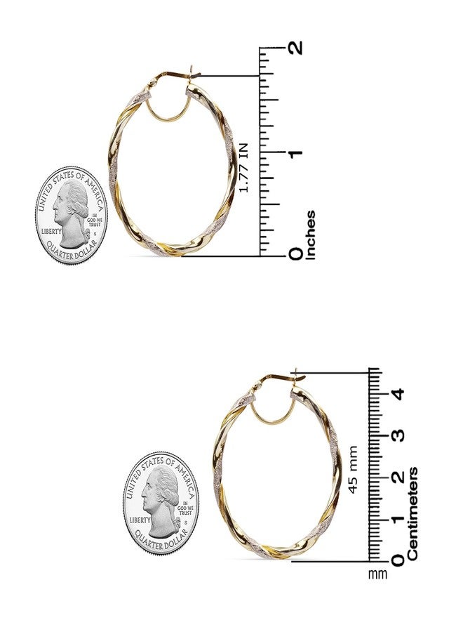 ليكالا أقراط حلقية بتصميم إيطالي خفيف الوزن بلونين من الفضة الإسترلينية من LeCalla للنساء، مقاس 45 ملم - Image 4