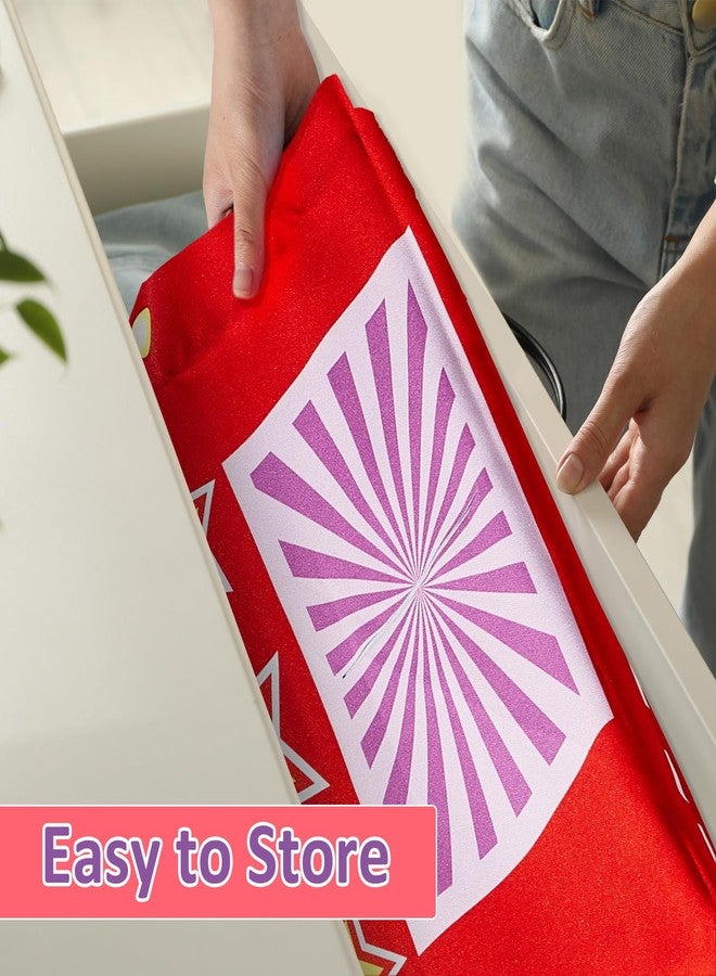 gisgfim مسرح عرائس معلق قابل للطي من gisgfim، مزود بقضيبين قابلين للتعديل، مقاس 31 × 67 بوصة، باللونين الأحمر والأصفر، مثالي لعروض العرائس التمثيلية والأنشطة التعليمية. سهل التركيب والتخزين. - Image 4