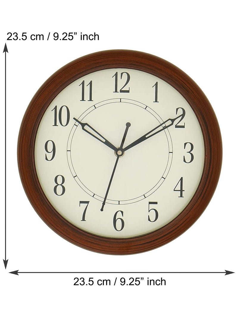 CHRONIKLE Elegant Round Analog Wooden Case English Numbers Analog Wall Clock for Living Room Home Decorations Office Gifts (Size: 23.5 x 5 x 23.5 CM | Weight: 500 Gram | Color: Brown) - Image 3
