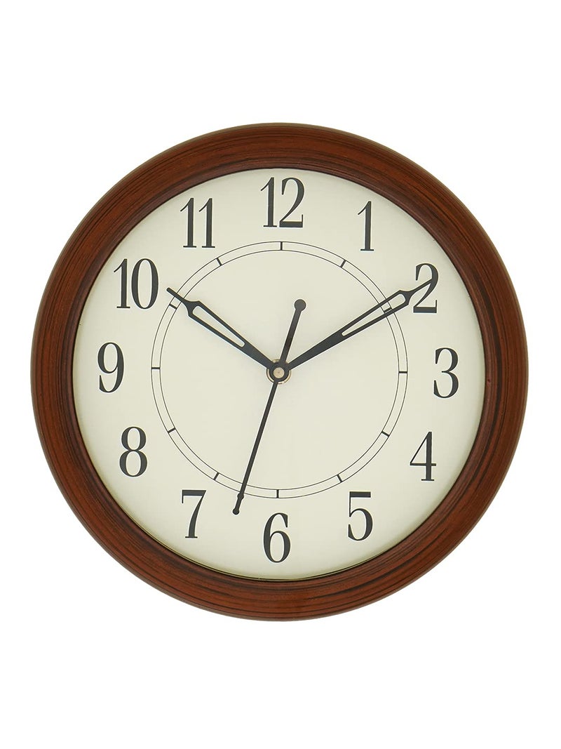 CHRONIKLE Elegant Round Analog Wooden Case English Numbers Analog Wall Clock for Living Room Home Decorations Office Gifts (Size: 23.5 x 5 x 23.5 CM | Weight: 500 Gram | Color: Brown) - Image 5