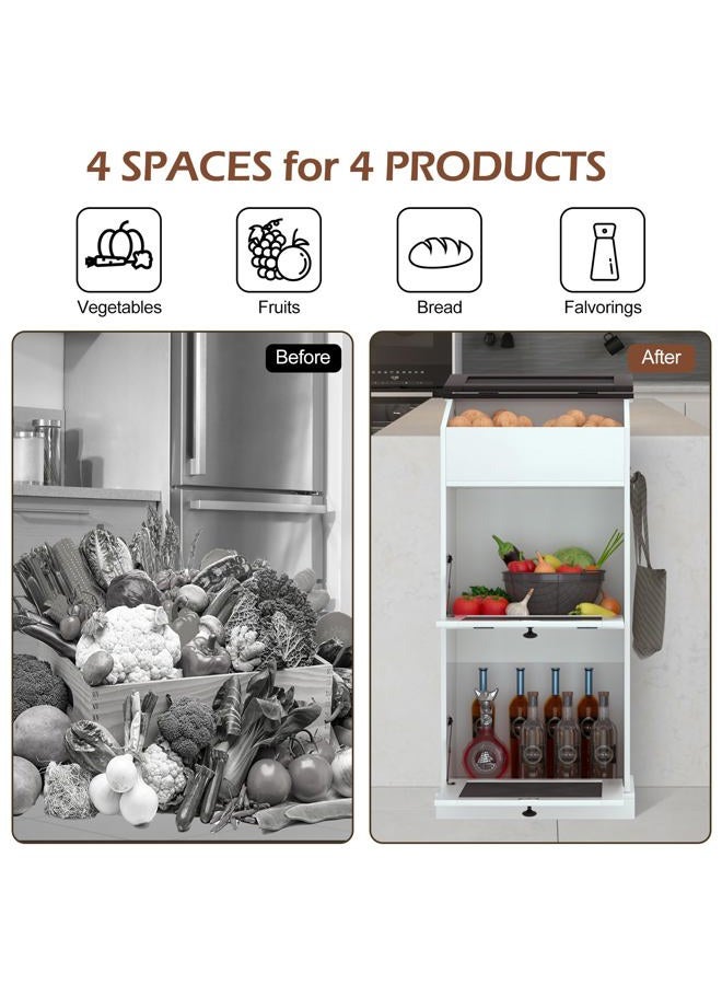 SUNTAGE Elegant Wooden Potato and Onion Storage Bin w/Lid, Large Capacity and Ventilated Design, Ideal for Pantry, Kitchen White - Image 2