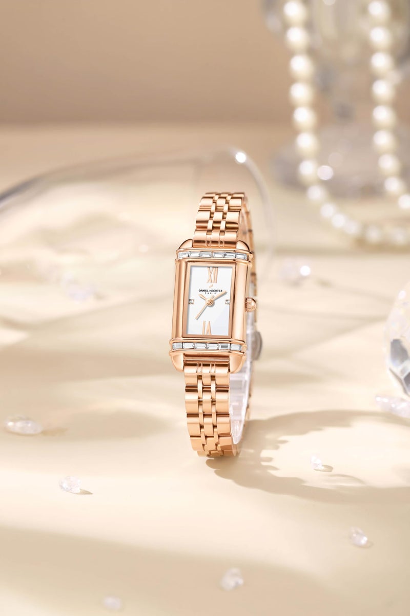 Daniel Hechter Paris Louvre Collection Square Dial Watch for Women with Roman Indices and Stainless Steel Strap-DHW2006 - Image 4