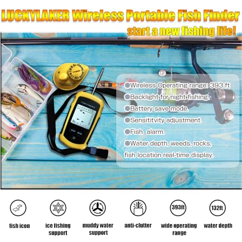 LUCKYLAKER Sonar Handheld Fish Finder Transducer Portable Water Depth Finder Boat Kayak Wireless Transducer Fish Finders - Image 2
