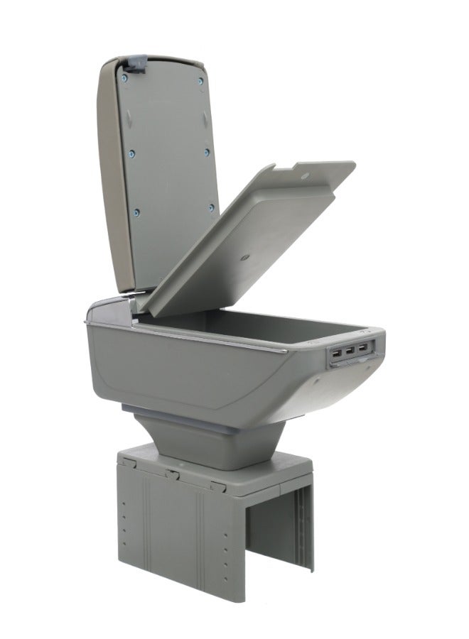 Multipurpose Automatic Armrest Box – Universal Fit for All Cars, Made of High-Quality Plastic and Premium Leather – Spacious Storage, Smooth Automatic Opening, and Stylish Design for Enhanced Car Interior Comfort and Organization - Grey - Image 3